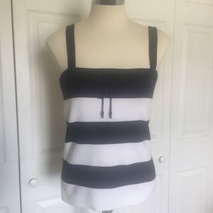 Dana Buchman Navy & White Striped Tank Top